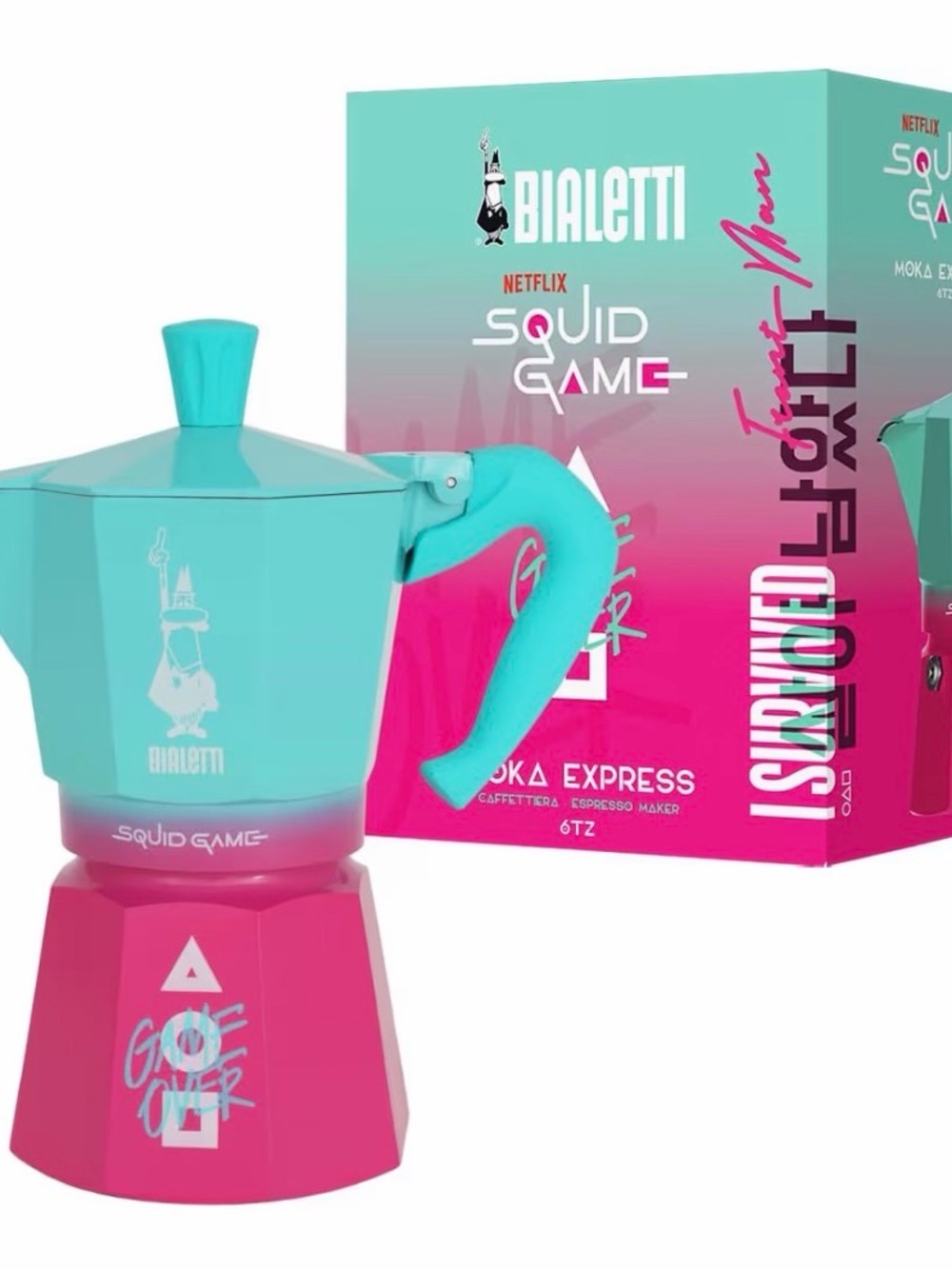 Express Two-Tone Espresso Moka Pot - Turquoise & Pink